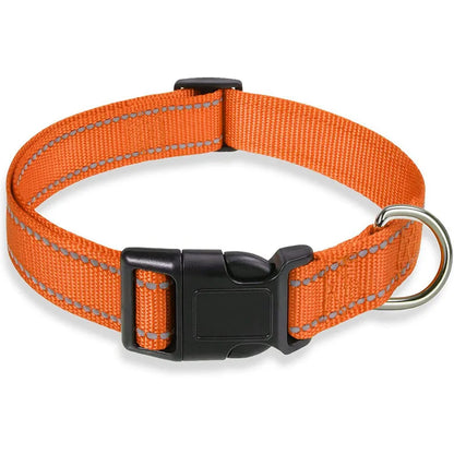 Reflective Dog Collar Strap With Adjustable Safety Nylon Pet Collar Pet Traction Rope Suitable For Small And Medium-Sized Pets