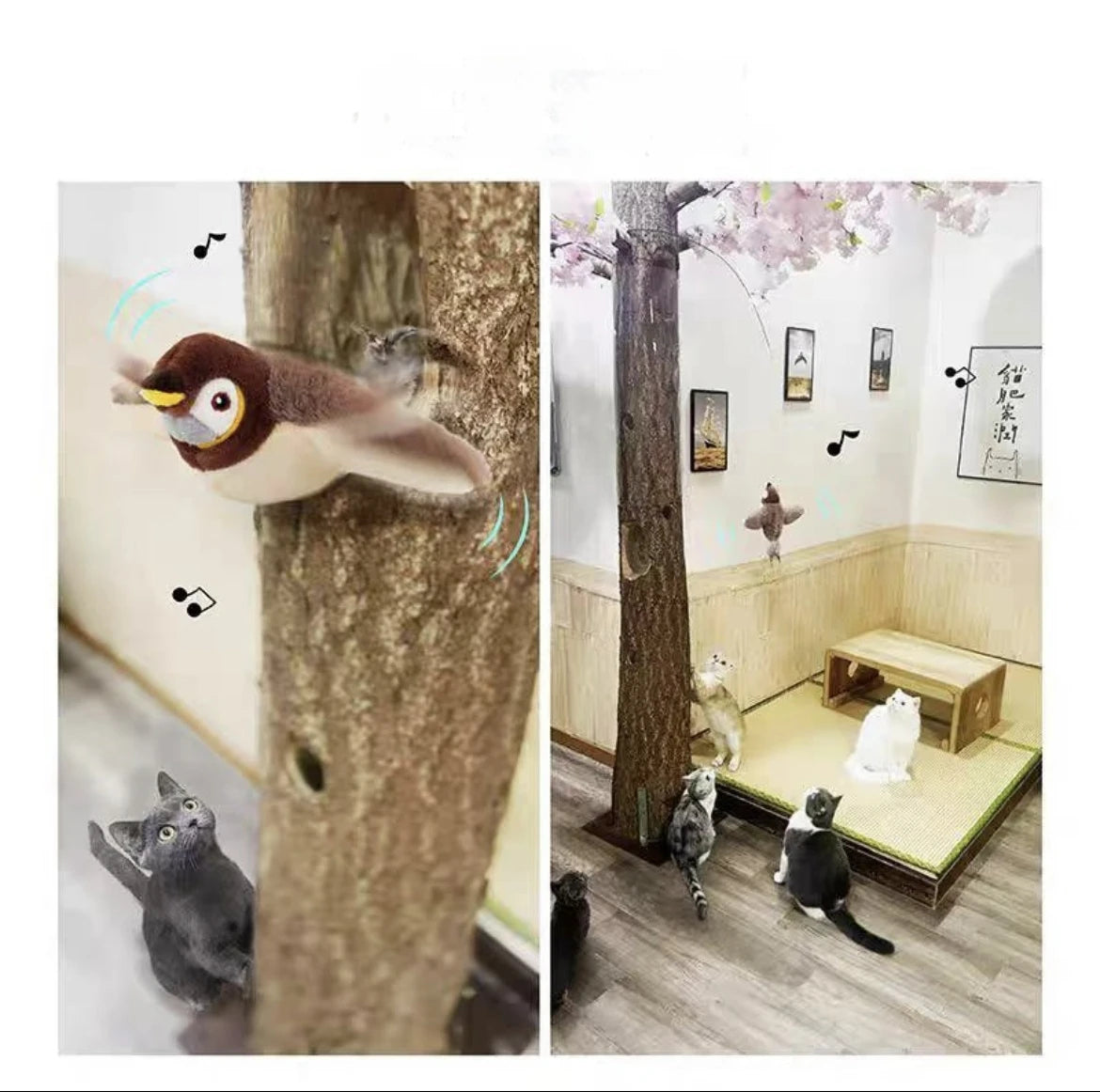 Interactive Cat Toy Chirping Bird , 2025 New Rechargeable Interactive Flapping Chirping Bird Cat Toy, Bird Catnip Toys Cat games