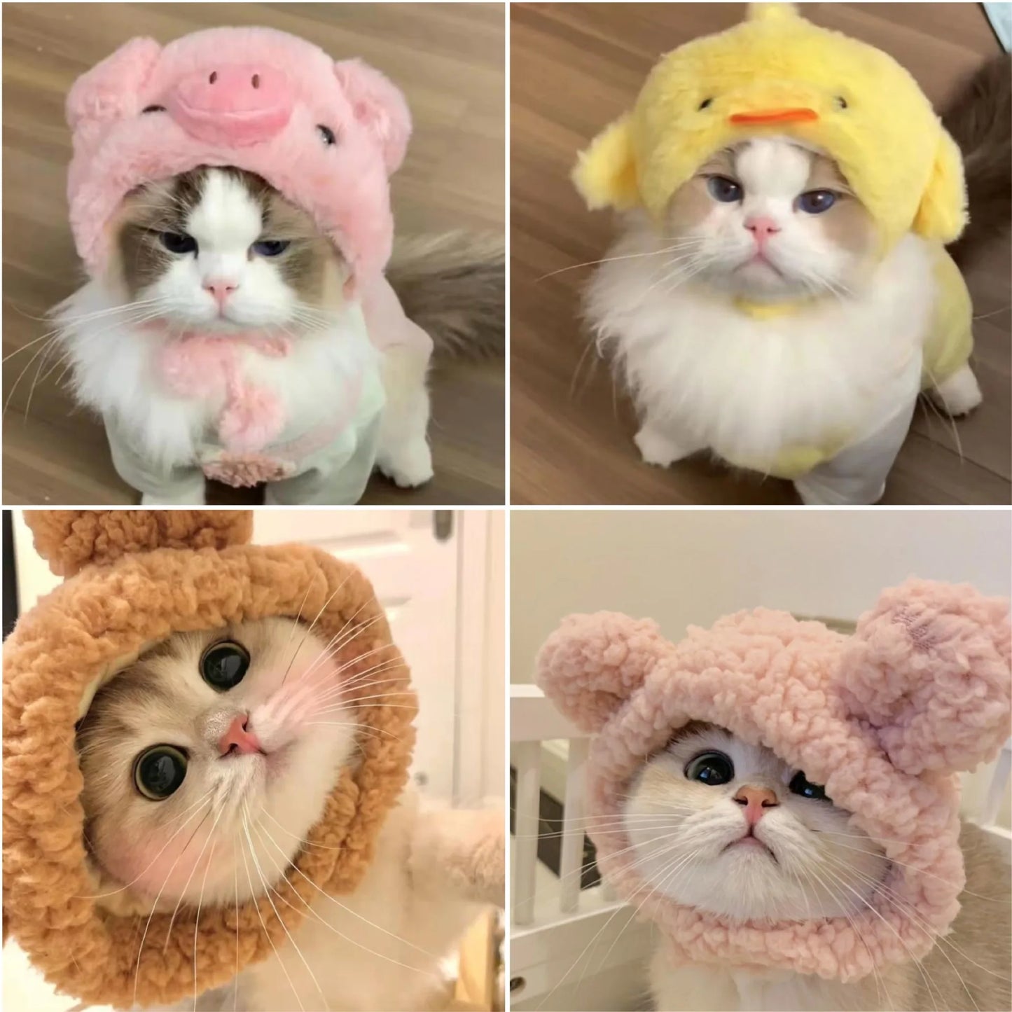 Cute Refined Cat Hat Plush Elastic Winter Pet Hat Puppy Kittens Knitted Hat Party Cosplay Props Decoration Cat Accessories Pet