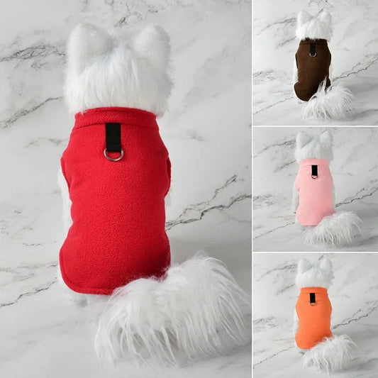 Dog Clothes, Warm Fleece Dogs Clothes Pet Dog Jacket Vest With D-Ring For Small Dog Cats Clothing French Bulldog Costumes Chihuahua Coat