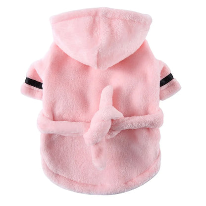 Pet Dog Bathrobe with Hood Dog Pajamas Sleeping Clothes Soft Pet Bath Drying Towel Clothes For Puppy Dogs Cats Coat Pet Supplies