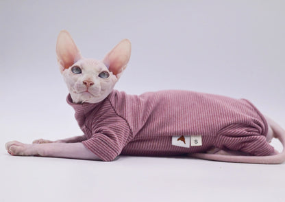 Hairless Cat Clothes Warm and Soft Four-Legged Hoodie for Sphynx Cats for Autumn and Winter for Devon Rex, Cornish