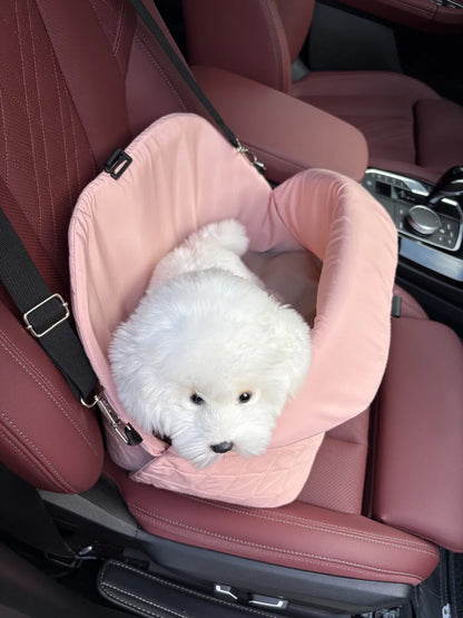 Dog Car Seat Puppy Bed with Adjustable Fixed Strap Non-Slip Bottom Dog Seat for Dog Cat Traveling Carry Supplies Cat Carrier Bag