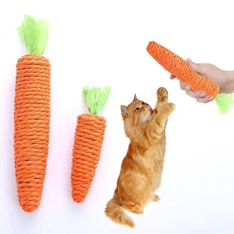 Cat toys self-entertainment carrot teething and cat teasing sticks, bite-resistant and scratch-resistant teething and clawing