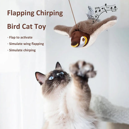 Interactive Cat Toy Chirping Bird , 2025 New Rechargeable Interactive Flapping Chirping Bird Cat Toy, Bird Catnip Toys Cat games