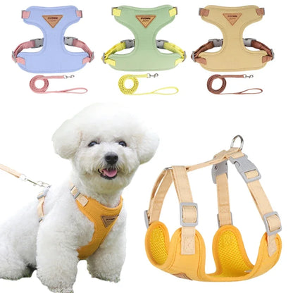 Puppy Harness Leash Set for Small Medium Dog Cat Vest Breathable Pet Chest Strap French Bulldog Chihuahua Poodle Pet Supplies