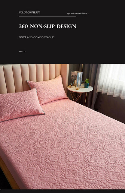 Quilted Waterproof Mattress Cover Embossed Bedding Mattress Protector Anti-mite Anti-bacterial Fitted Bed Sheet No Pillowcase