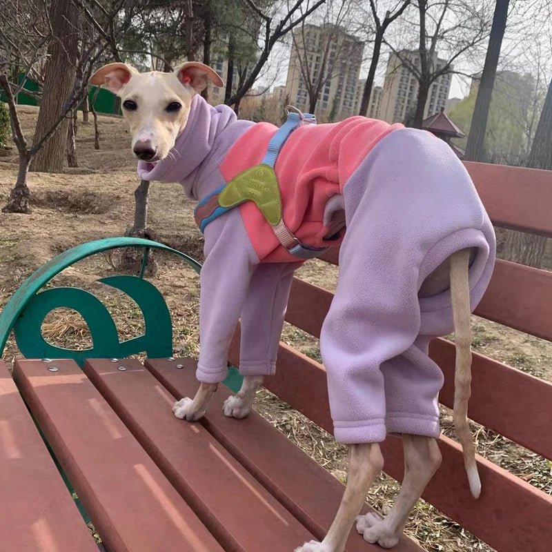 Fashion Fleece Sweatshirt for Whipbit Luxury Soft 4-legged High-Neck Windproof Coat for Italy Greyhound Terrier Jumpsuit