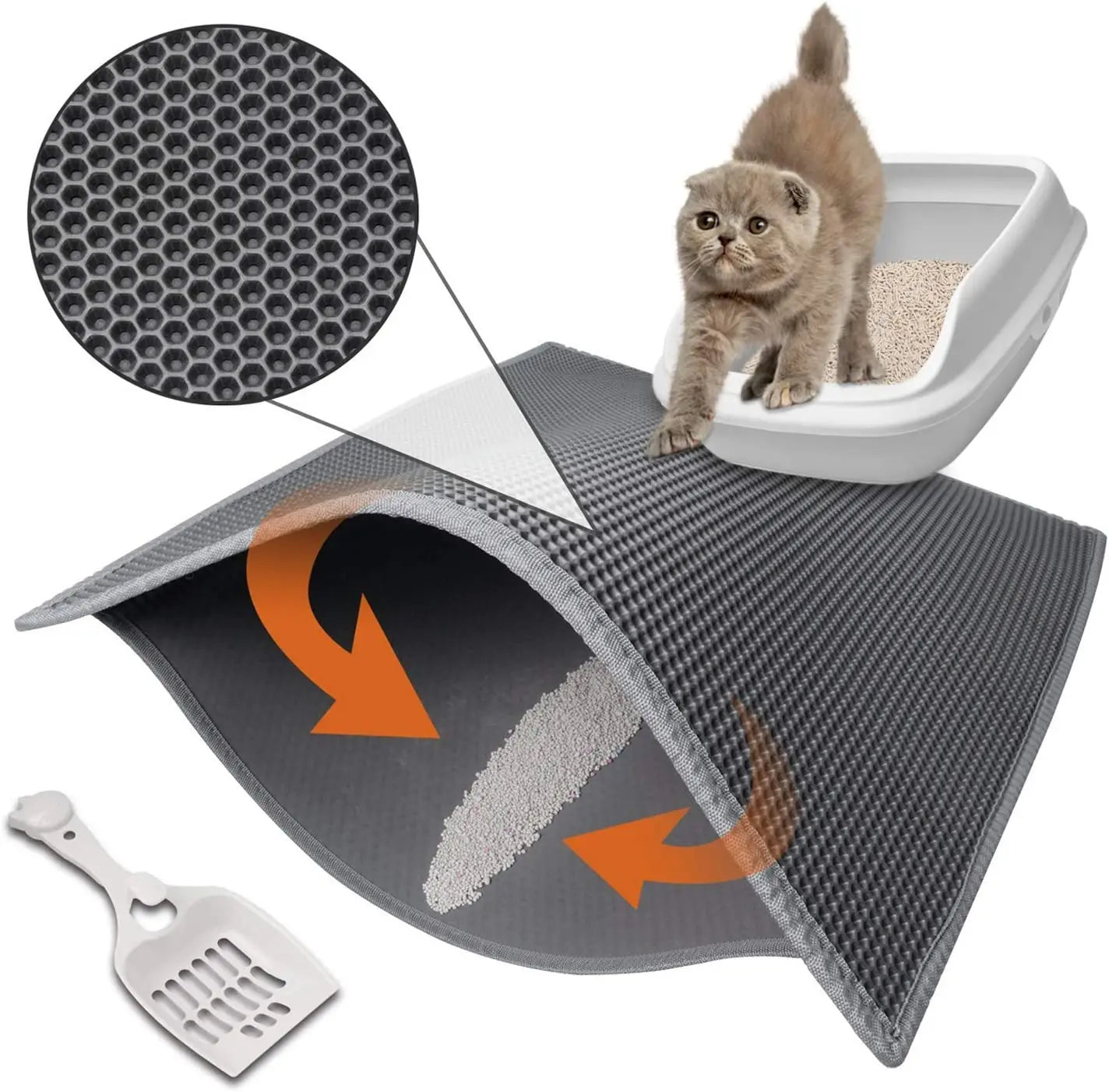 Cat Litter Mat Waterproof Urine Proof Kitty Litter Mat Honeycomb Double Layer Litter Box Mat Skidproof Soft EVA Cat Litter Mat