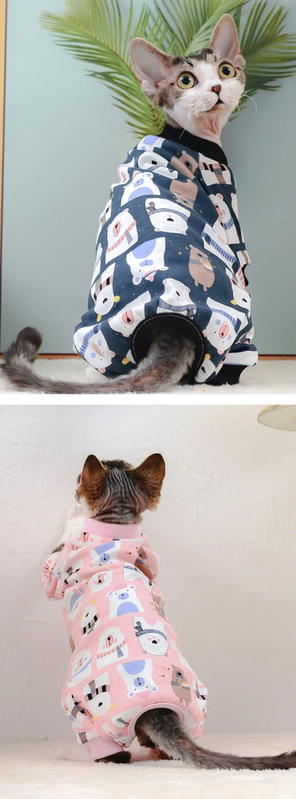 Sphynx Cat Clothes Cute Cotton Kitten Cat Jumpsuit Warm Cats Overalls Hoodies Costumes For Sphinx Devon Cat ropa para gato