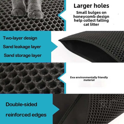 Cat Litter Mat Double Layer Cat Litter Box Waterproof Mat Non-slip Sand Cat Foldable Pad Washable Mat Pet Clean Supplies