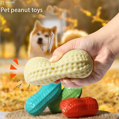 Dog Chewing Toy Simulation Peanut Squeaking Plaything Grinding Teeth Cleaning Anti Bite Rubber Cat Pet Toy Interactive Chew