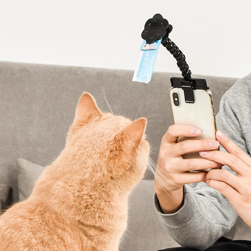 Pet Photography Tool Cat Dog Watching Lens Camera Selfie Stick for Cell Phone Attention-grabbing Snacks Props Holder Selfie Clip