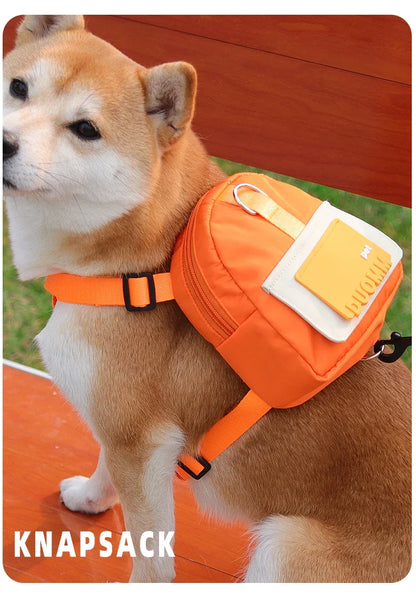 Pet Backpack With Harness Collar Outdoor Travel Portable Dog Training Treat Pouch Puppy Snack Reward Waist Bag Dogs Poop Bags