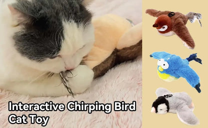 Interactive Cat Toy Chirping Bird , 2025 New Rechargeable Interactive Flapping Chirping Bird Cat Toy, Bird Catnip Toys Cat games