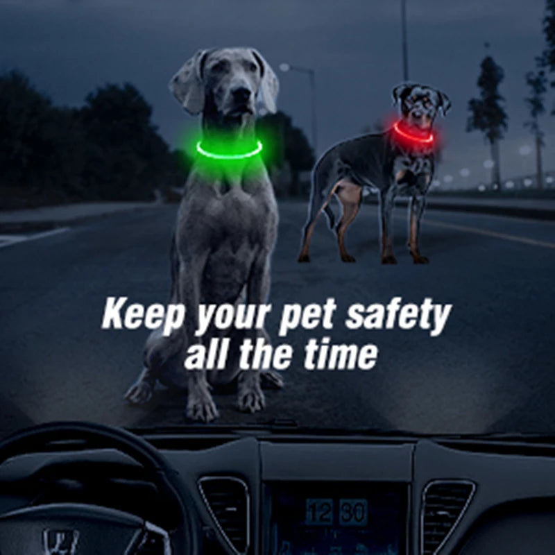 Led Luminous Dog Collar Light USB Charging Necklace, Flashing DIY Glowing Safety Anti Lost Cat Dogs Collar Accessories Supplies