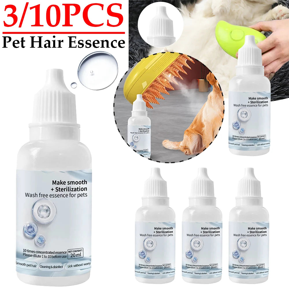 10-3PC Cat Steam Brush Wash Free Essence Hair Serum Animal Grooming Essence Cat Dog Depilation for Cat Steamy Brush Pet Cleaning