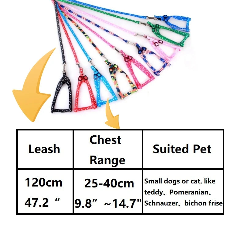 Cheap Small Dog Leash Puppy Leashes Teddy Pet Leash And Harness Set Cute Lead Rope Set Cat Kitten Leash Pet Things Decoration