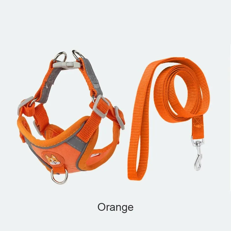 Booteely Pet Suede Chest Harness Vest Dog Cat Strap Reflective Leash Retractable For Small Light And Convenientn