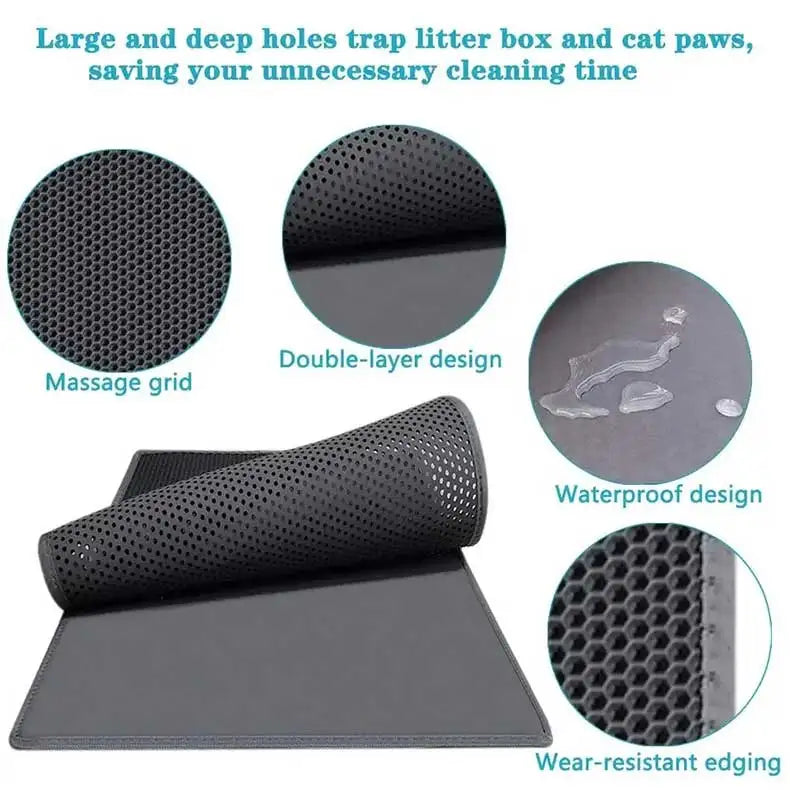 Cat Litter Mat Double Layer Cat Litter Box Waterproof Mat Non-slip Sand Cat Foldable Pad Washable Mat Pet Clean Supplies