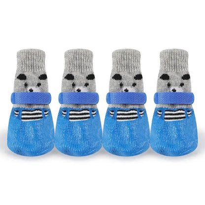 Waterproof Pet Dog Boots Shoes Creative Velcro Dogs Knitting Warm Socks Outdoor Dog Walking Anti-slip Rain Snow Boots