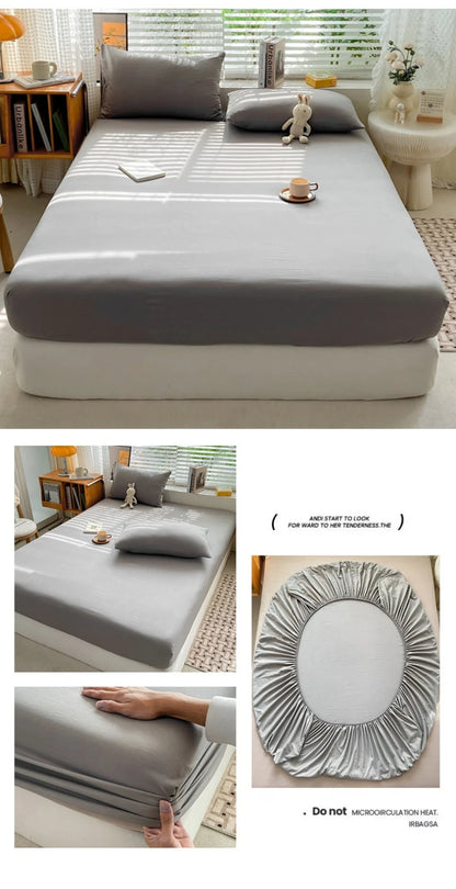 100% Cotton Fitted Bed Sheet With 360 Elastic Band Bedsheet Bedspread for Single Double King Queen Size Mattress Protector Cover