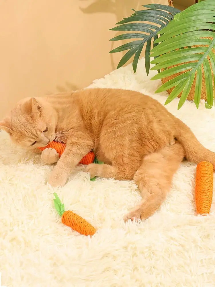 Cat toys self-entertainment carrot teething and cat teasing sticks, bite-resistant and scratch-resistant teething and clawing