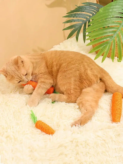 Cat toys self-entertainment carrot teething and cat teasing sticks, bite-resistant and scratch-resistant teething and clawing