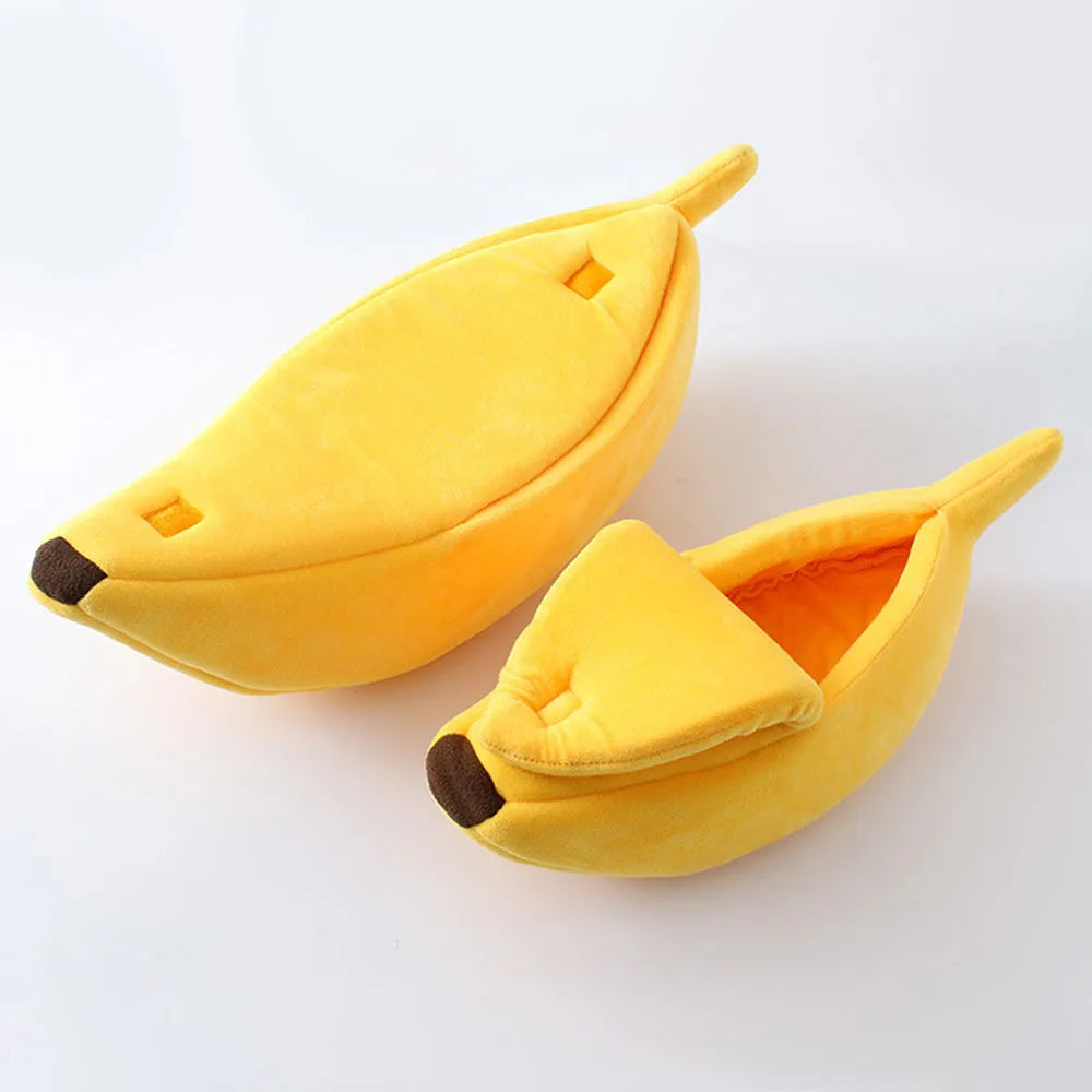 Banana Shaped Pet Bed for Extra Small Dogs and Cats Pet Soft Cushion Washable Pet Banana Bed