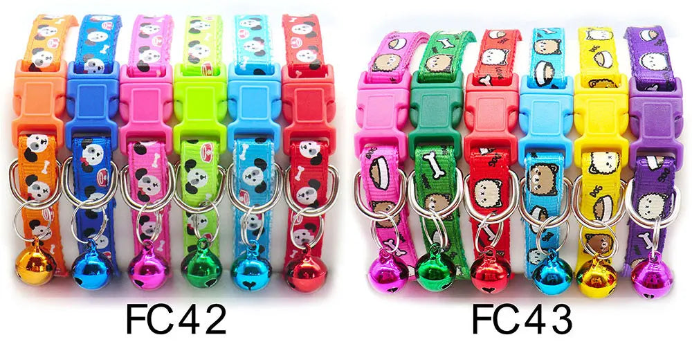 12 Pcs Wholesale Collars for Cat Collar With Bell Adjustable Necklace Cat Puppy Kitten Collar Dropshipping Pet Cats Collar Perro