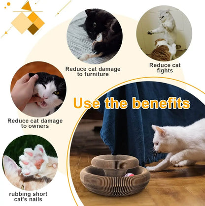 Magic Organ Cat Toy Cats Scratcher Scratch Board Round Corrugated Scratching Post Toys for Cats Grinding Claw Cat Accessories