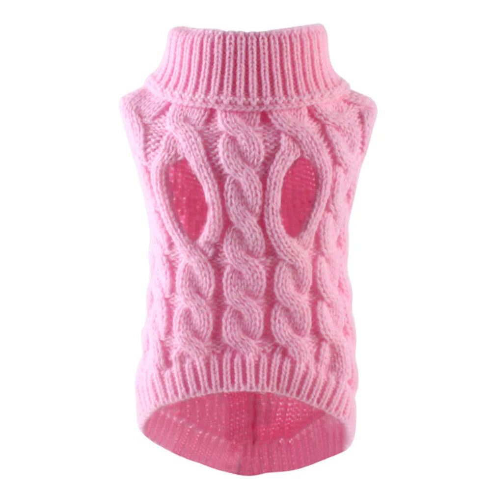 New Pet Small Pet Dog Clothes Sweater Fashion Autumn Winter Solid Fried Dough Twists Knitting Warm Comfort Clothing