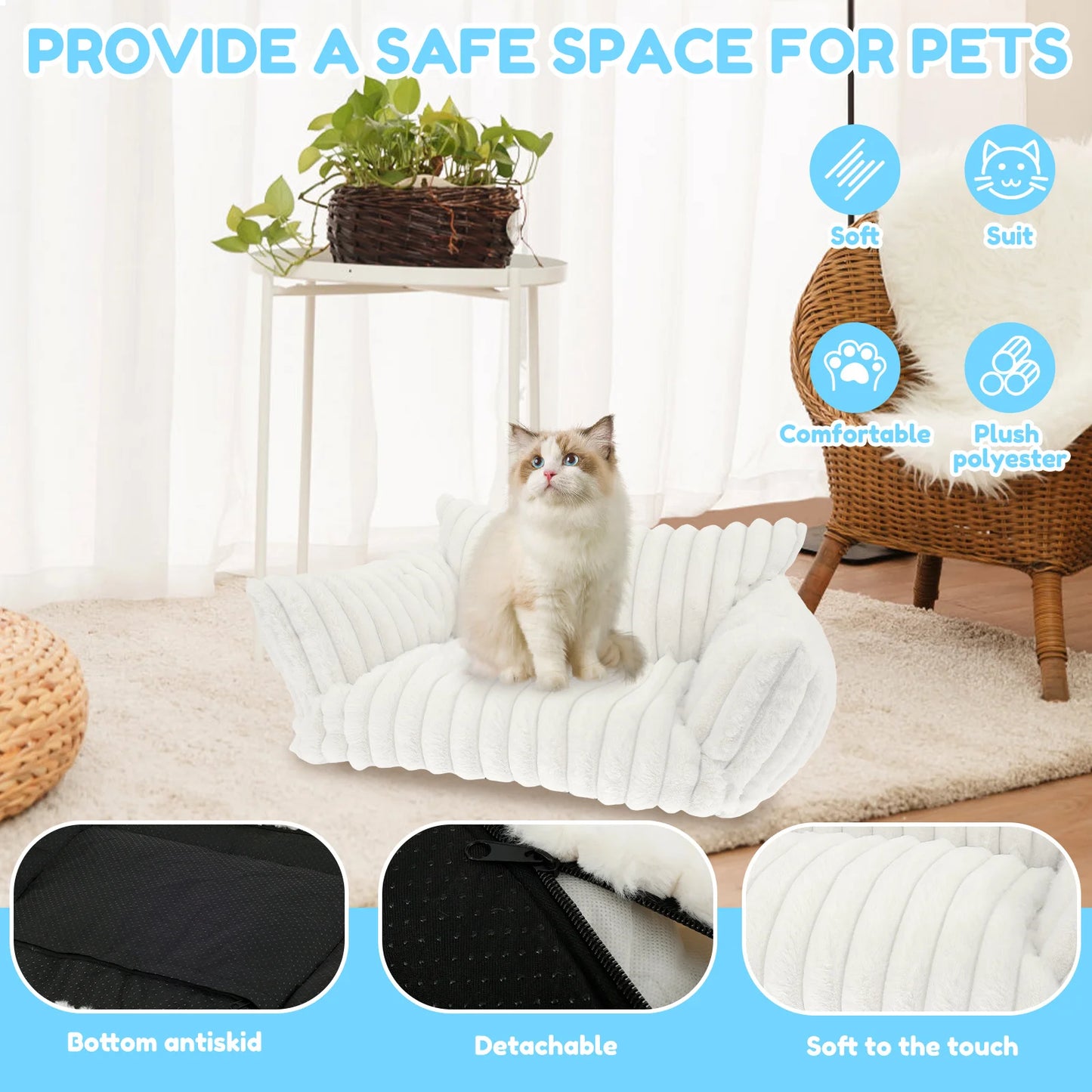 Cat Bed Sofa Soft Pet Dog Nest Winter Warm Sleep Luxury Furniture Removable Washable for Small Medium Dogs Cats