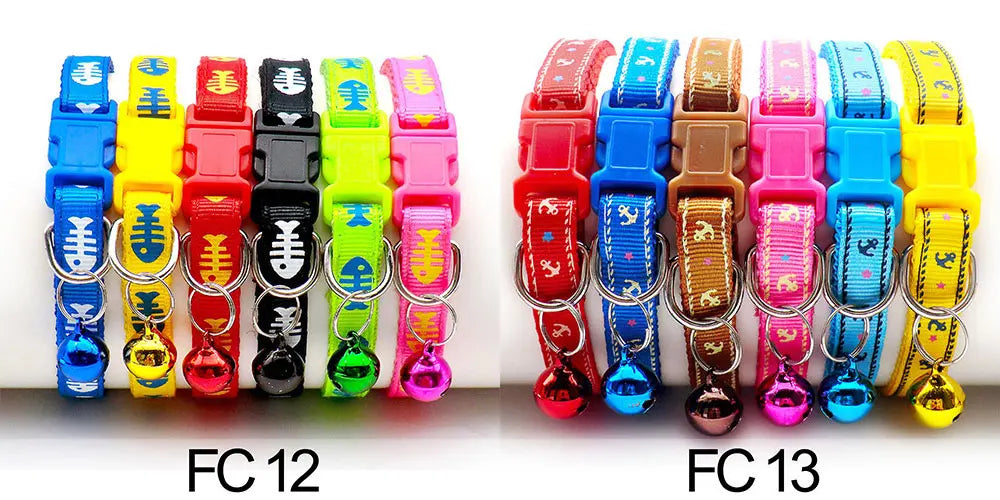 12 Pcs Wholesale Collars for Cat Collar With Bell Adjustable Necklace Cat Puppy Kitten Collar Dropshipping Pet Cats Collar Perro