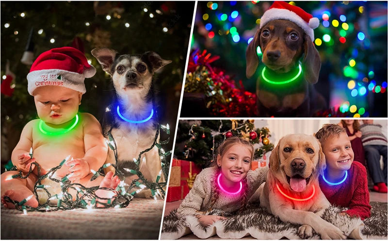 Led Luminous Dog Collar Light USB Charging Necklace, Flashing DIY Glowing Safety Anti Lost Cat Dogs Collar Accessories Supplies