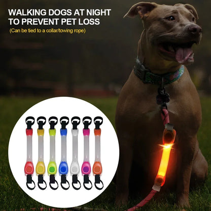 Waterproof Dog Anti-Lost Safety Glowing Collar,Multi-Color Pendants and Outdoor-Ready Flashing LED Light Strip, Night Visibility