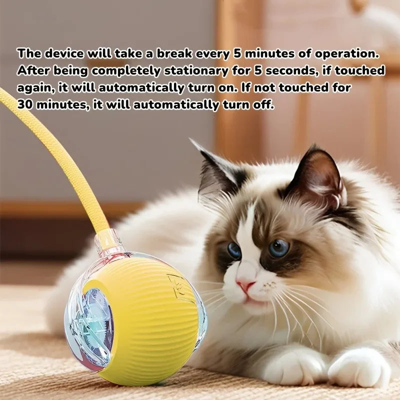 Cat Interactive Ball Toy Automatic Rolling Ball with Tail Rechargeable Smart Pet Interactive Toy Intelligent Mouse for Cat