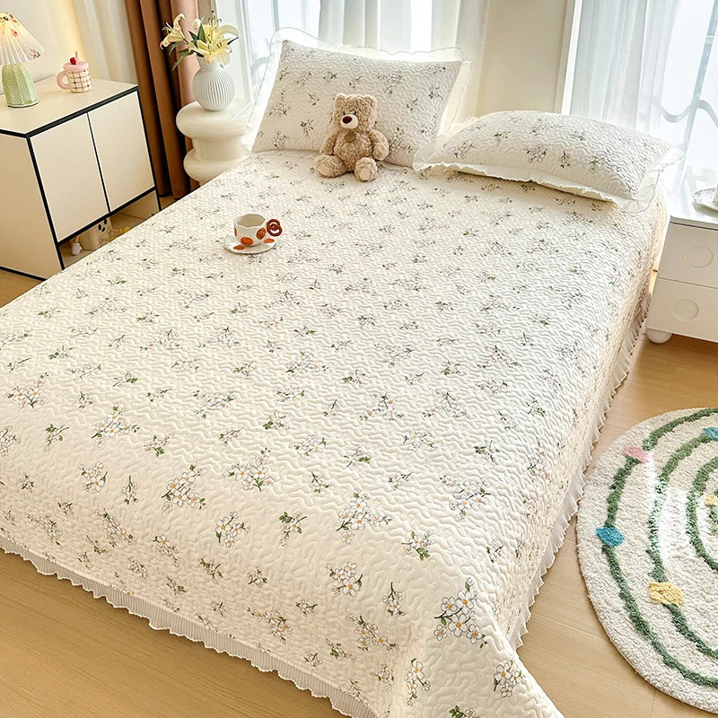 Bed cover,Thicken Bed Cover Floral Style Bedspread Home Bed Linen Double Bedspreads Adults Kids Room Bedsheet cubrecama (No Pillowcase)