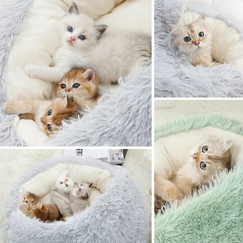 cats bag, Winter Plush Pet Cat Bed Round Cat Cushion Cat House 2 In 1 Warm Cats Basket Pet Sleep Bag Kitten Nest Kennel for Small Dog Cats