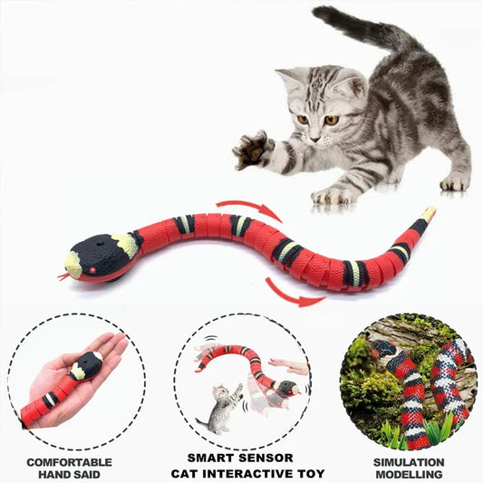 Smart Sensing Snake Cat Lodra Lodra elektrike interaktive për macet Aksesorë USB karikues për mace për kafshë shtëpiake lodër Luaj lojë