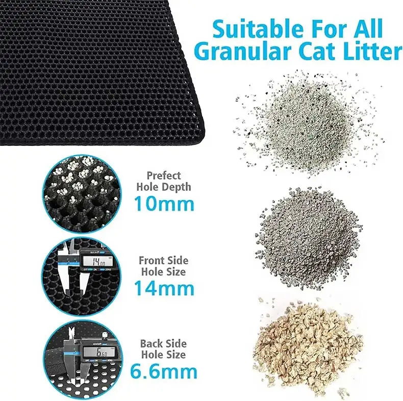 Cat Litter Mat Double Layer Cat Litter Box Waterproof Mat Non-slip Sand Cat Foldable Pad Washable Mat Pet Clean Supplies