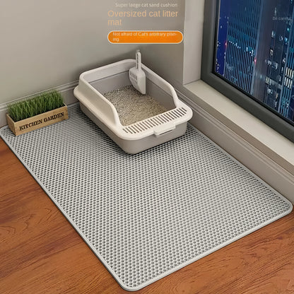 Cat Litter Mat Non Slip Big Pet Litter Box Filter Mat Double Layer Wear Resistant Waterproof Cat Litter Mat Pet Clean Supplies