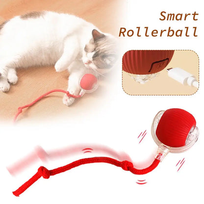 Cat Interactive Ball Toys Automatic Rolling Ball Faux Tail Rechargeable Smart Pet Electric Toy Dog Cat Training Imitate Mouse