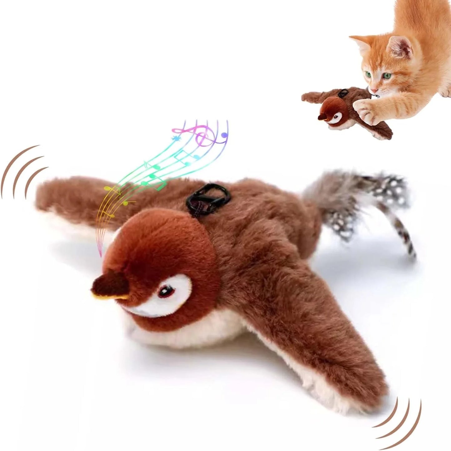 Interactive Cat Toy Chirping Bird , 2025 New Rechargeable Interactive Flapping Chirping Bird Cat Toy, Bird Catnip Toys Cat games