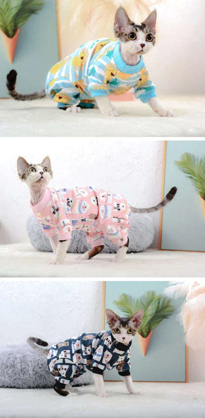 Sphynx Cat Clothes Cute Cotton Kitten Cat Jumpsuit Warm Cats Overalls Hoodies Costumes For Sphinx Devon Cat ropa para gato