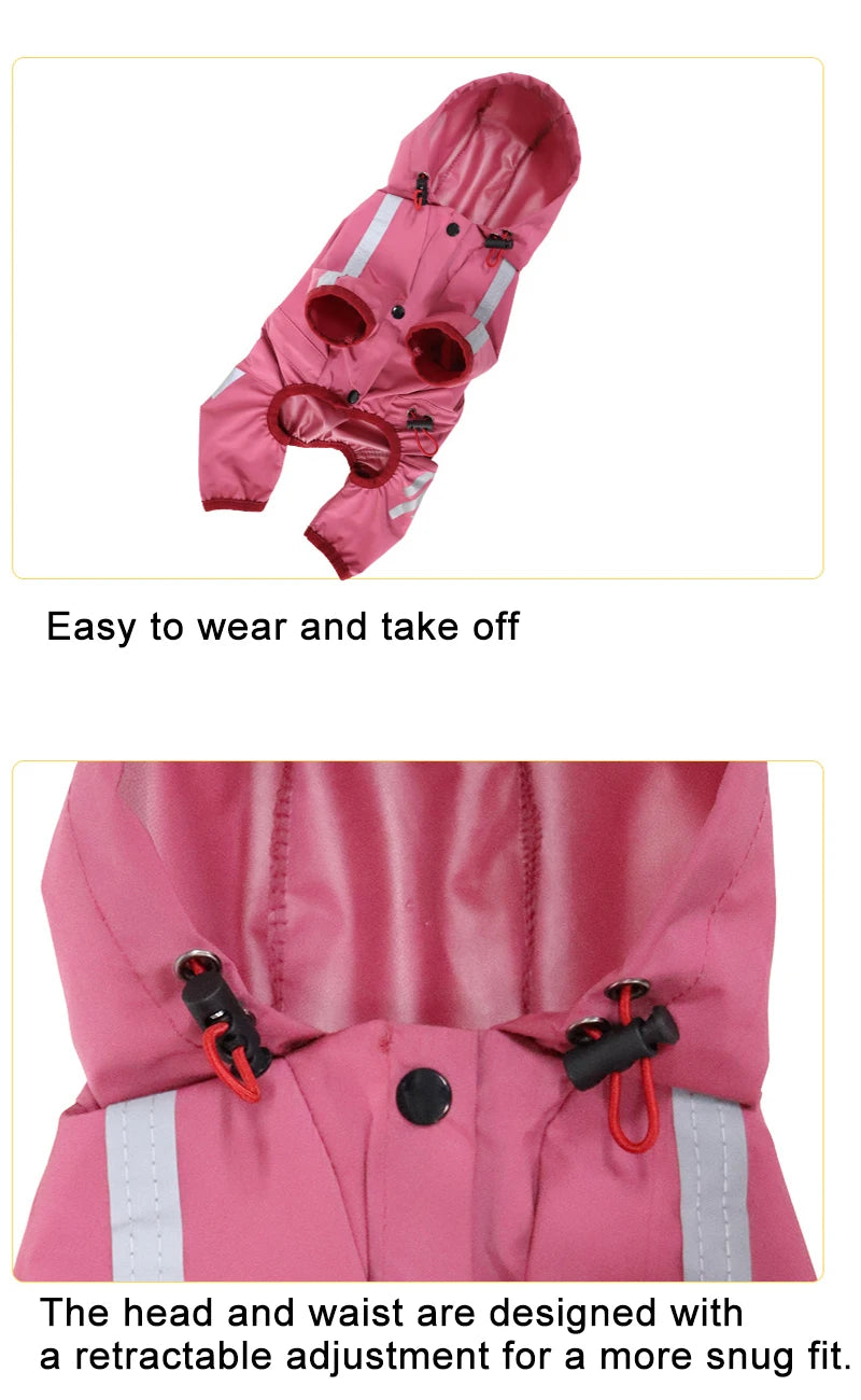 Dog Raincoat Reflective Waterproof Pet Clothes for Chihuahua Maltese Rain Coat Small Medium Dogs Jumpsuit Raincoat Dogs Overalls