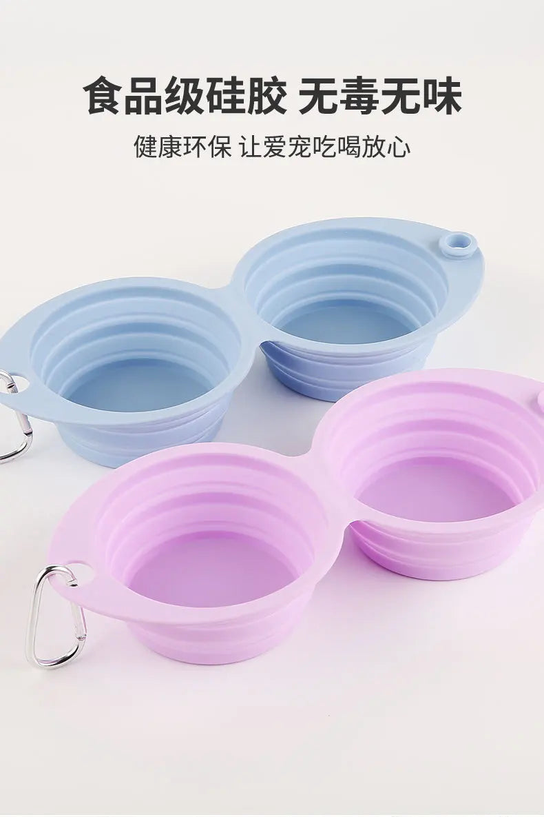 350/600ml Large Collapsible Dog Pet Folding Silicone Bowl Outdoor Travel Portable Puppy Food Container Feeder Dish Bowl