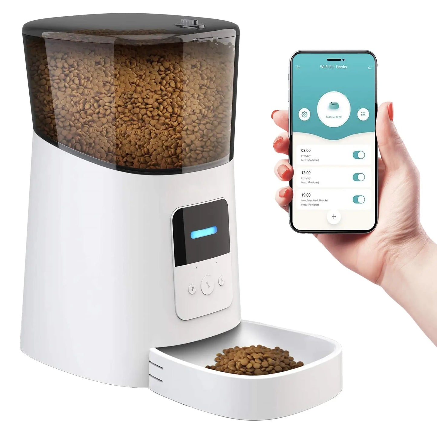 Dog tools, [BEST SELLING!] Automatic Cat Feeders with App. 6L Capacity Automatic Cat Food Dispenser with Programmable Timer, Voice Recorder