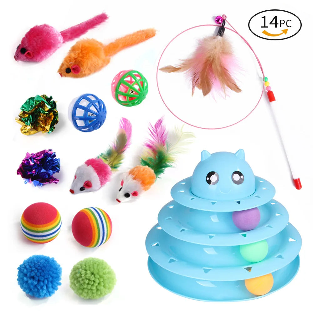 Lodra për kotele DualPet Set i kombinimit të lodrave të maceve të ndryshme Set lodër për mace Funny Cat Stick Sisal Mouse Bell Ball Cat Furnizime Set 20 copë