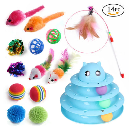 Lodra për kotele DualPet Set i kombinimit të lodrave të maceve të ndryshme Set lodër për mace Funny Cat Stick Sisal Mouse Bell Ball Cat Furnizime Set 20 copë